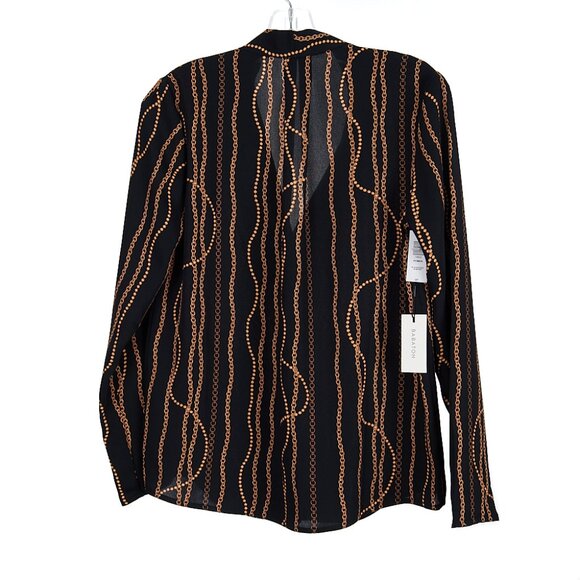 Aritzia Babaton Button Front Power Blouse Black Gold Women's Small NWT - Picture 6 of 7